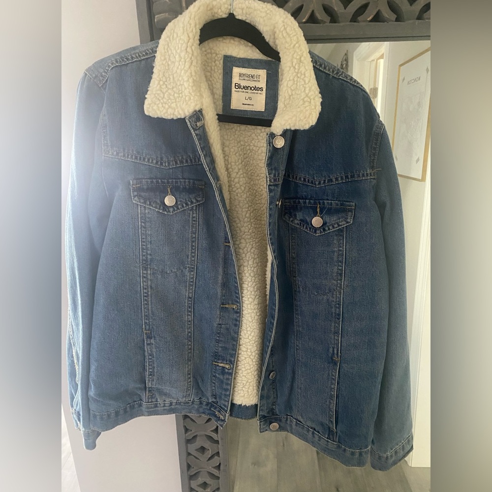 Bluenotes sherpa lined denim jacket size large